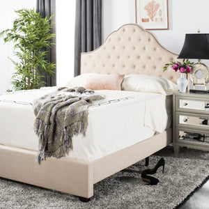 Beckham Bed: Luxurious Contemporary Velvet Upholstered Design with Tufted Detail and Nickel Accents