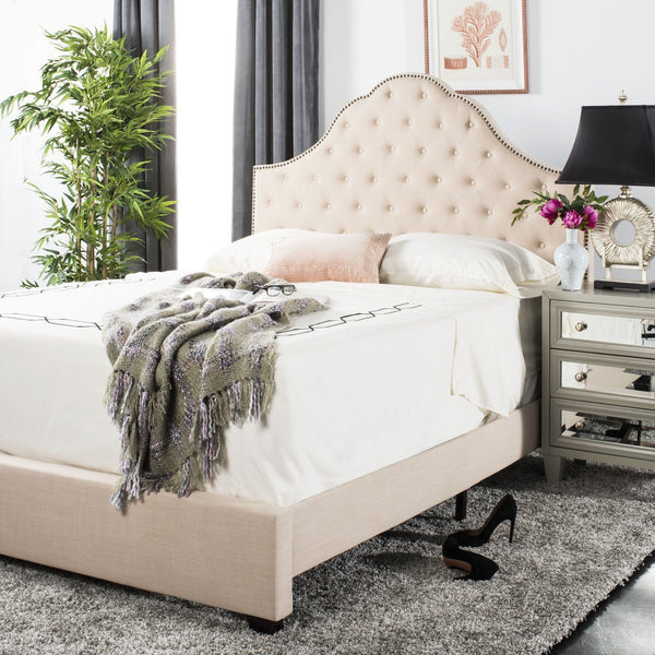Beckham Bed: Luxurious Contemporary Velvet Upholstered Design with Tufted Detail and Nickel Accents