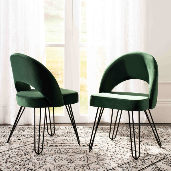 Jora Velvet Retro Dining Chairs - Elegant Set of 2 with Stylish Hairpin Legs for Modern Spaces