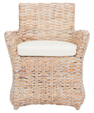 Cabana Rattan Arm Chair – Modern Coastal Style with Whitewash Finish and Comfortable Cushioning