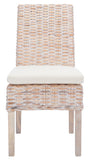 Sanibel Side Chair Set of 2 - Tropical Rattan with Plush White Cushions for Stylish Comfort