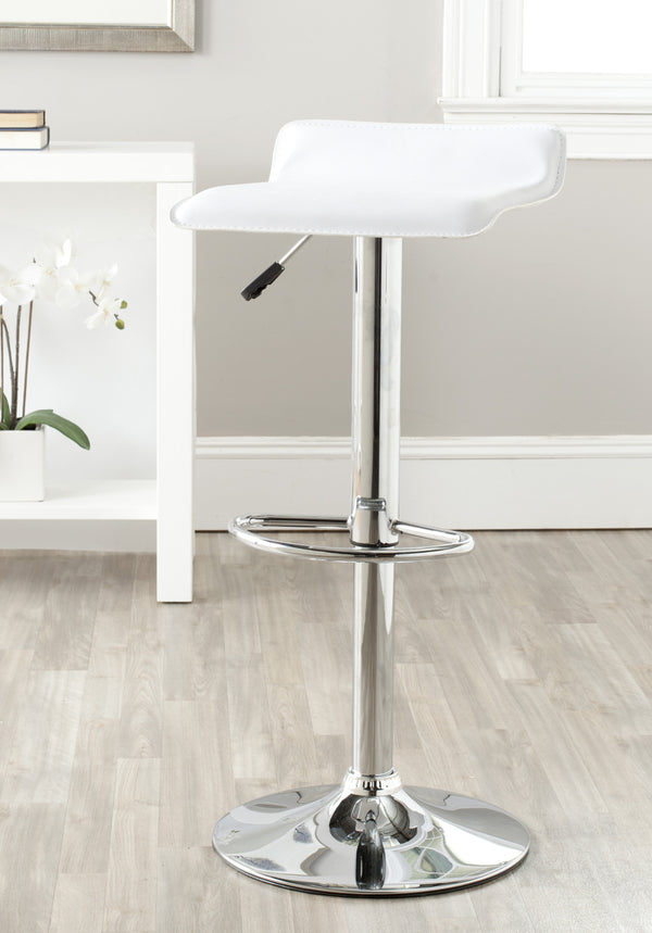 Sheba Swivel Bar Stool - Modern Chrome Steel Design with Adjustable Height & Stylish White Faux Leather