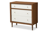 Baxton Studio Harlow Mid-century Modern Scandinavian Style White and Walnut Wood 3-drawer Chest