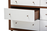 Baxton Studio Harlow Mid-century Modern Scandinavian Style White and Walnut Wood 6-drawer Storage Dresser