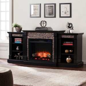 Sei Furniture Gallatin Touch Screen Electric Fireplace W Bookcases Fr8525