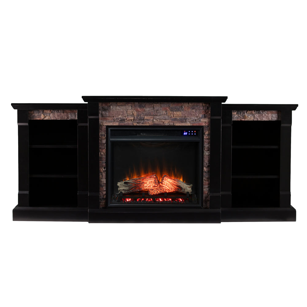 Sei Furniture Gallatin Touch Screen Electric Fireplace W Bookcases Fr8525