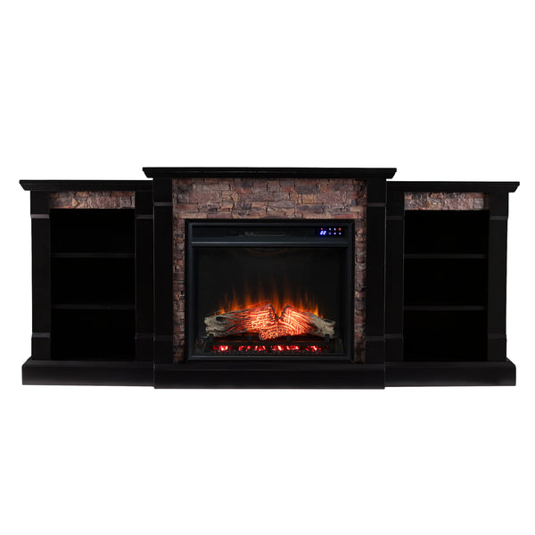 Sei Furniture Gallatin Touch Screen Electric Fireplace W Bookcases Fr8525