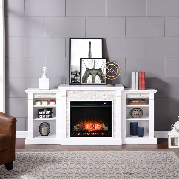Sei Furniture Gallatin Touch Screen Electric Fireplace W Bookcases Fr8526