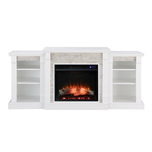 Sei Furniture Gallatin Touch Screen Electric Fireplace W Bookcases Fr8526