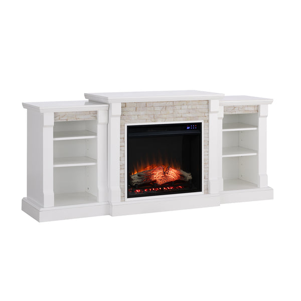 Sei Furniture Gallatin Touch Screen Electric Fireplace W Bookcases Fr8526