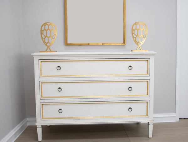 Zeugma FR854 White and Gold Accent Table