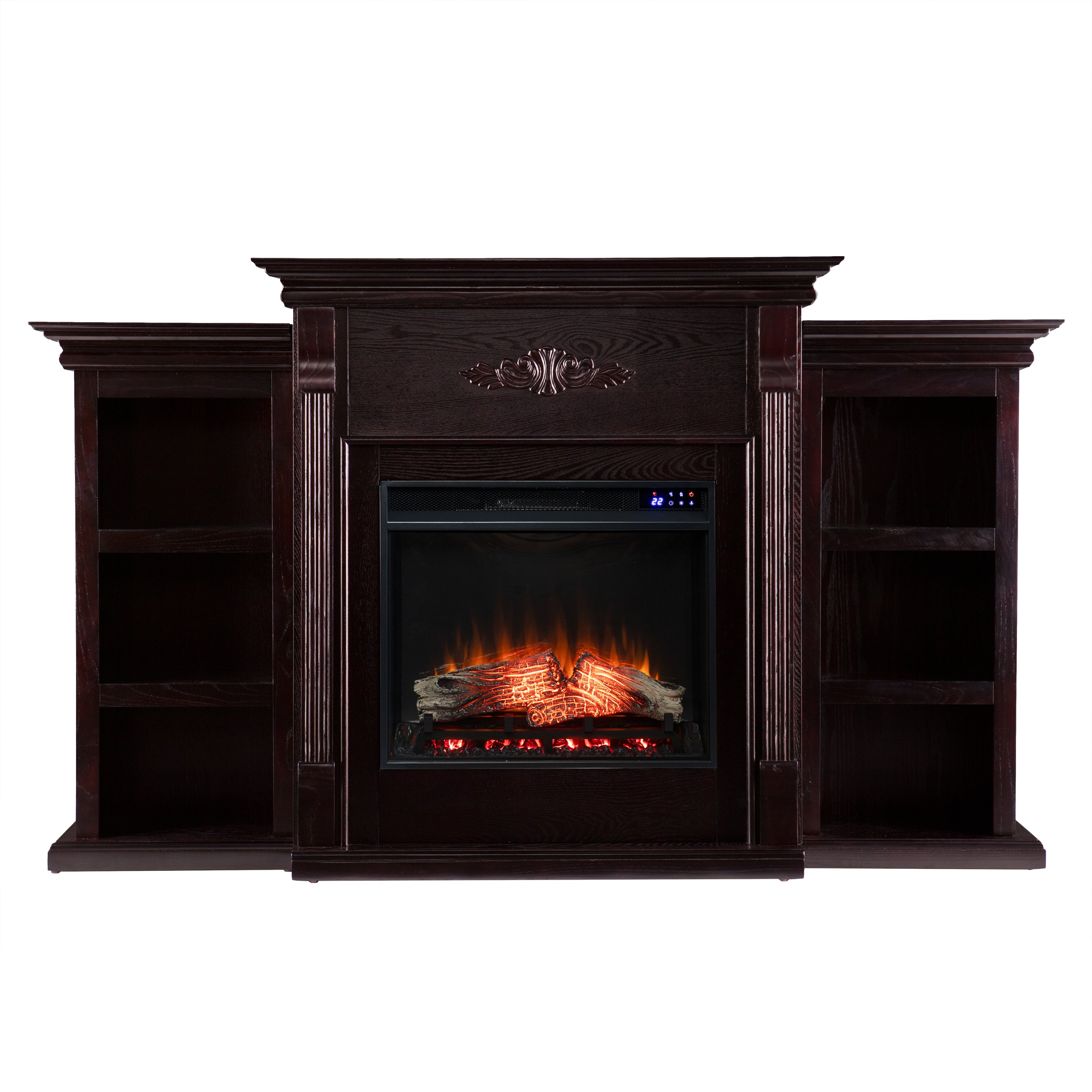 Tennyson Touch Screen Electric Fireplace & Bookcases - Thumbnail 4