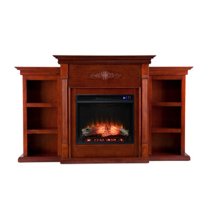Sei Furniture Tennyson Touch Screen Electric Fireplace W Bookcases Fr8547