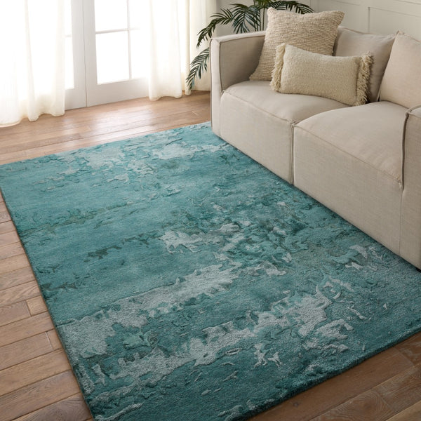 Jaipur Living Fragment Astris FRG08 Hand Tufted 65% Viscose 35% Wool Abstract Area Rug Teal 65% Viscose 35% Wool RUG156006