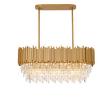 Bethel Satin Brass Chandelier in Metal & Crystal