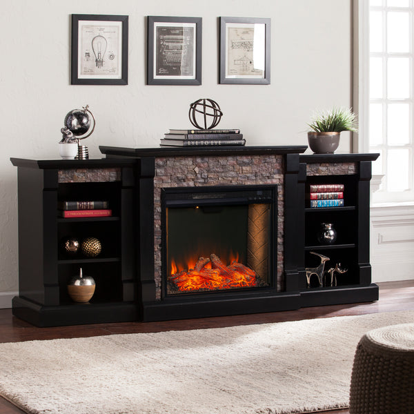 Sei Furniture Gallatin Smart Fireplace W Bookcases Fs8525