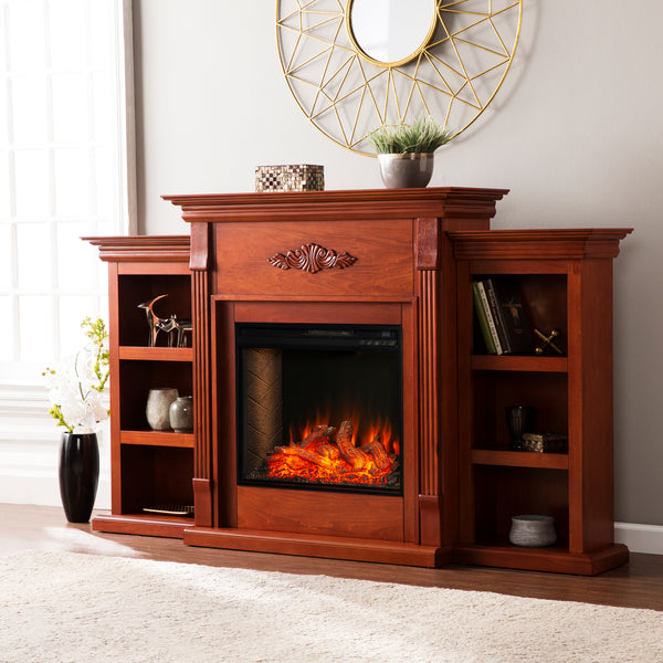 Sei Furniture Tennyson Smart Bookcase Fireplace Fs8547