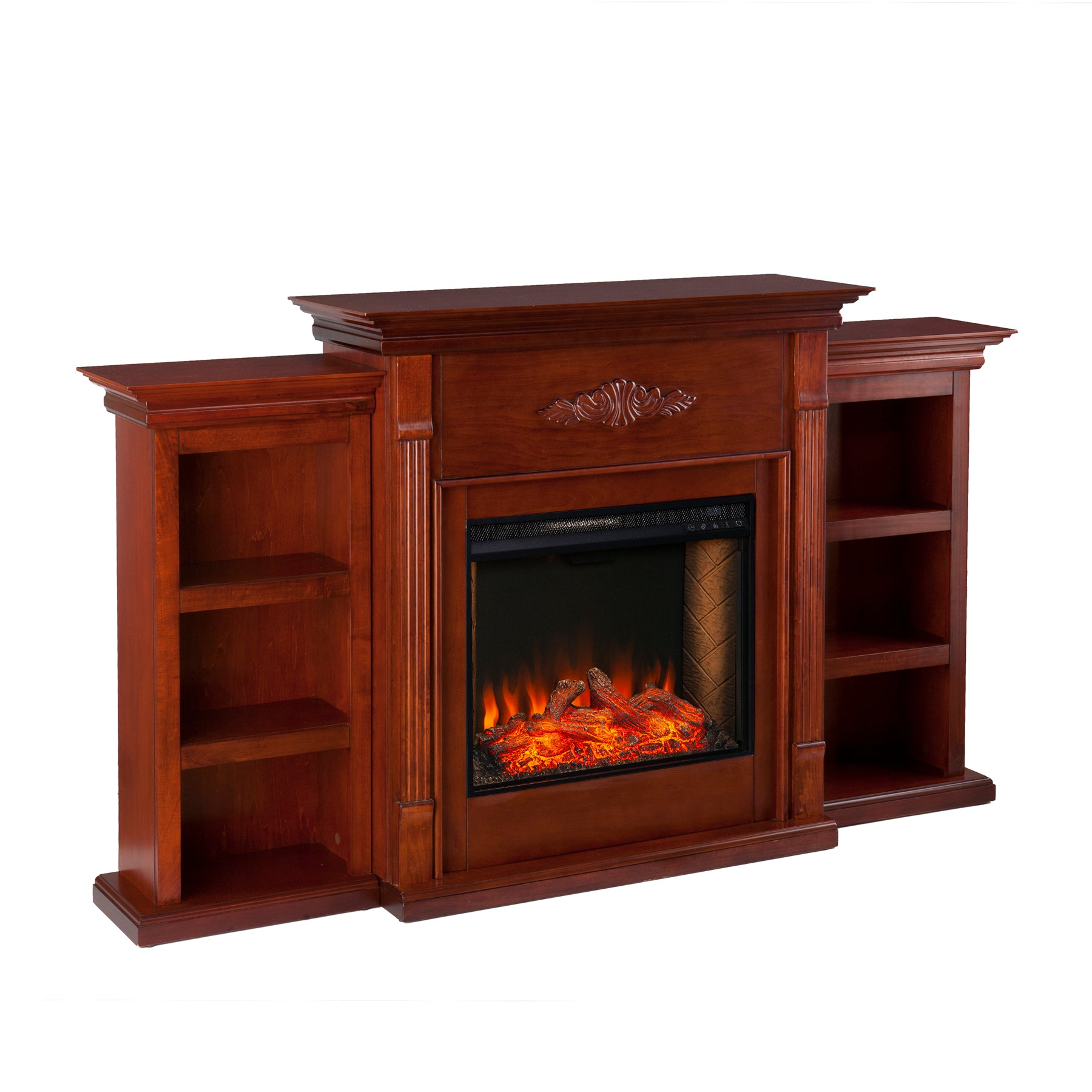 SEI Furniture Tennyson Smart Bookcase Fireplace