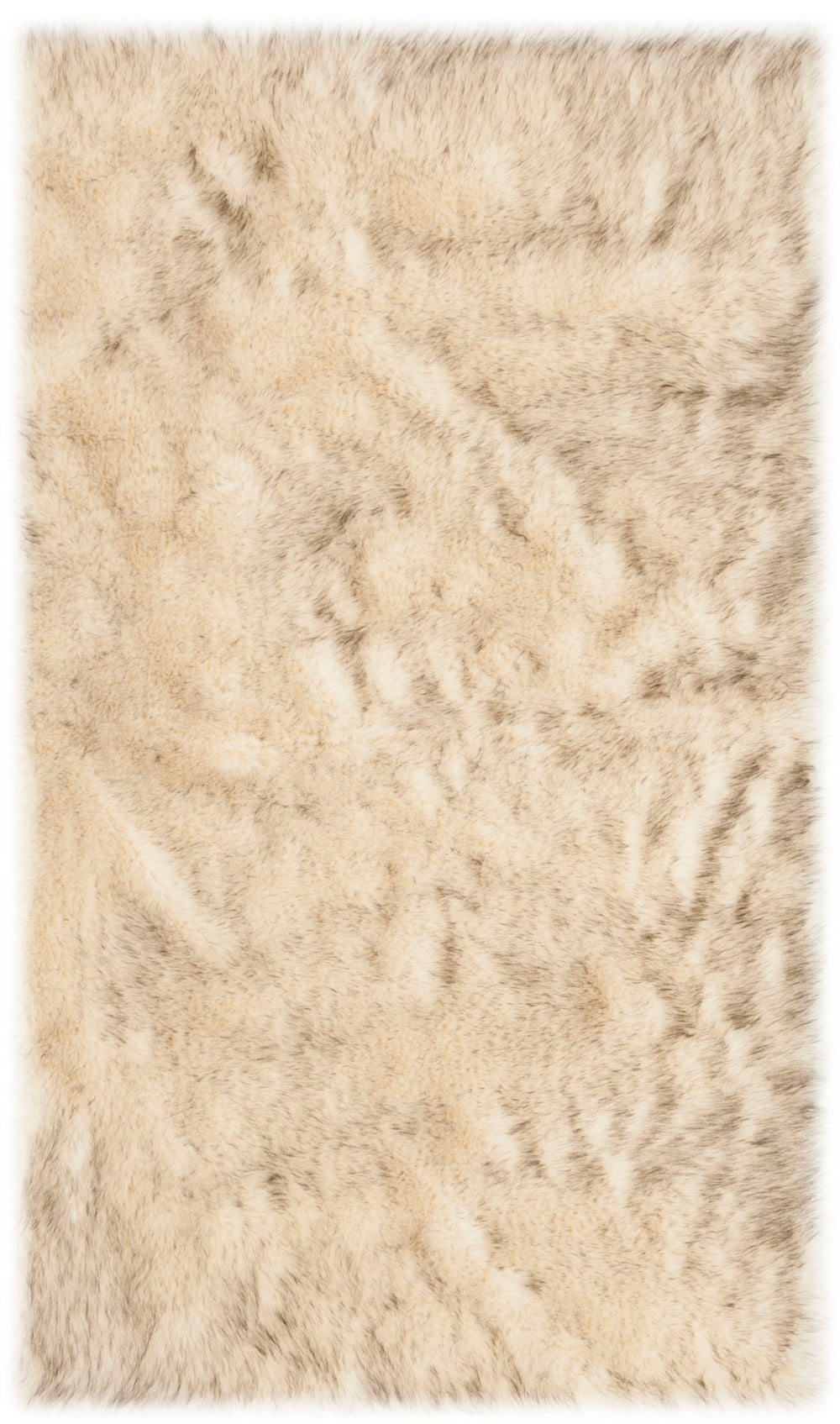 Faux Sheep Skin 438 Power Loomed Japanese Acrylic Rug in Creme, Black 3ft x 5ft