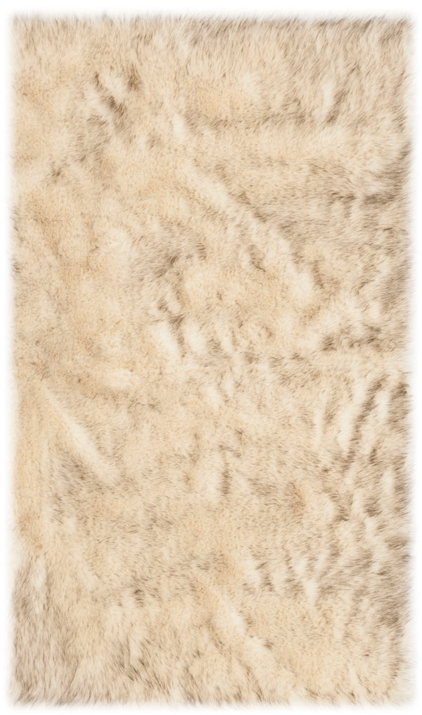 Faux Sheep Skin 438 Power Loomed Japanese Acrylic Rug in Creme, Black 3ft x 5ft