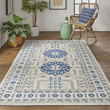 Foster Vinatge Kilim Style Rug, Midnight Blue/Gray, 7ft - 10in x 11ft Area Rug