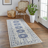 Foster Vinatge Kilim Style Rug, Midnight Blue/Gray, 2ft-10in x 7ft-10in, Runner