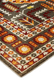 Foster Vinatge Style Kilim, Vermillion Orange/Gray, 7ft - 10in x 11ft Area Rug