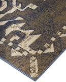 Foster Modern Slavic Kilim, Navy Blue/Golden Brown, 7ft-10in x 11ft Area Rug