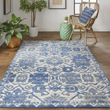 Foster Modern Slavic Kilim, Navy Blue/Golden Brown, 7ft-10in x 11ft Area Rug