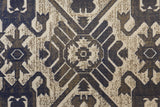 Foster Modern Slavic Kilim, Navy Blue/Golden Brown, 7ft-10in x 11ft Area Rug