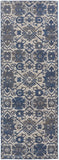 Foster Modern Slavic Kilim Runner, Navy Blue/Golden Brown, 2ft-10in x 7ft-10in