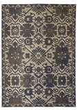 Foster Modern Slavic Kilim, Navy Blue/Golden Brown, 7ft-10in x 11ft Area Rug