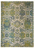 Foster Modern Style Slavic Kilim Rug, Citron Green/Teal/Tan, 7ft-10in x 11ft