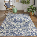Foster intage Medallion Rug, Blue Indigo/Gray, 6ft-5in x 9ft-6in Area Rug