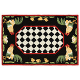 Trans-Ocean Liora Manne Frontporch Rooster Novelty Indoor/Outdoor Hand Tufted 80% Polyester/20% Acrylic Rug Black 5' x 7'6"