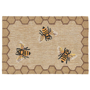 Trans-Ocean Liora Manne Frontporch Honeycomb Bee Novelty Indoor/Outdoor Hand Tufted 80% Polyester/20% Acrylic Rug Natural 5' x 7'6"