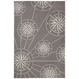 Trans-Ocean Liora Manne Frontporch Compass Novelty Indoor/Outdoor Hand Tufted 80% Polyester/20% Acrylic Rug Grey 5' x 7'6"