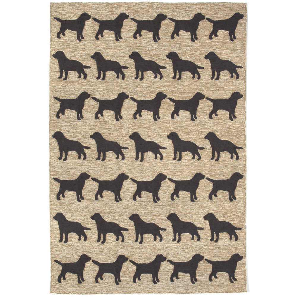 Trans-Ocean Liora Manne Frontporch Doggies Novelty Indoor/Outdoor Hand Tufted 80% Polyester/20% Acrylic Rug Black 5' x 7'6"