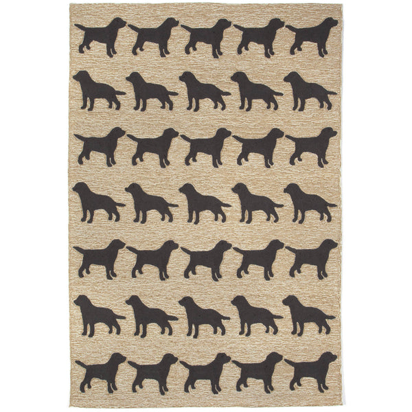 Trans-Ocean Liora Manne Frontporch Doggies Novelty Indoor/Outdoor Hand Tufted 80% Polyester/20% Acrylic Rug Black 5' x 7'6"