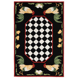 Trans-Ocean Liora Manne Frontporch Rooster Novelty Indoor/Outdoor Hand Tufted 80% Polyester/20% Acrylic Rug Black 5' x 7'6"