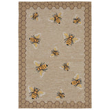 Frontporch Honeycomb Bee Novelty Indoor/Outdoor Hand Tufted 80% Polyester/20% Acrylic Rug