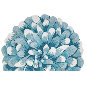 Trans-Ocean Liora Manne Frontporch Mum Novelty Indoor/Outdoor Hand Tufted 80% Polyester/20% Acrylic Rug Aqua 5' Round