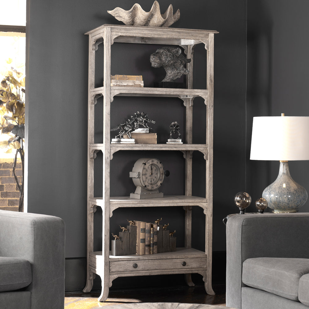Uttermost Bridgely Aged White Etagere