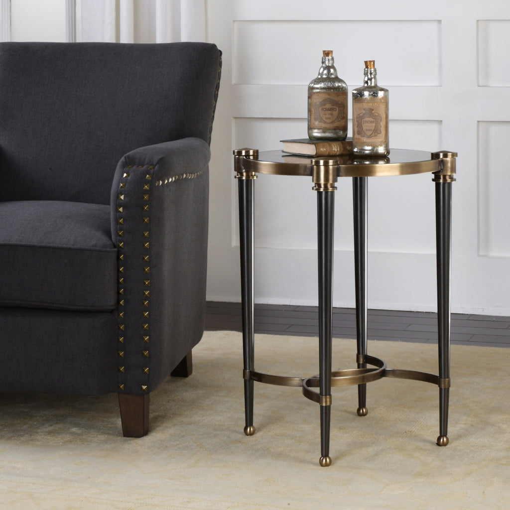 Uttermost Thora Brushed Black Accent Table
