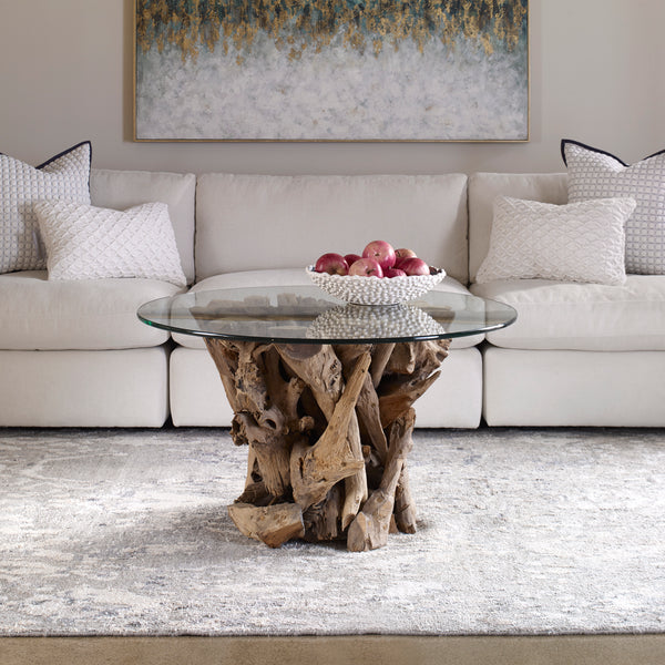 Uttermost Driftwood Glass Top Cocktail Table
