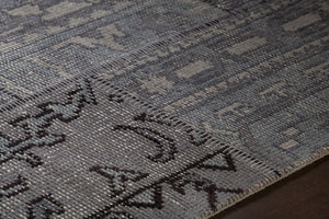 Chandra Rugs Fusion 100% Wool Hand-Knotted Contemporary Rug Grey/Charcoal/Black 9' x 13'