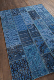 Chandra Rugs Fusion 100% Wool Hand-Knotted Contemporary Rug Blue/Charcoal/Black 9' x 13'