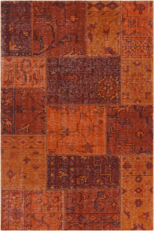 Chandra Rugs Fusion 100% Wool Hand-Knotted Contemporary Rug Orange/Rust/Burgundy 9' x 13'