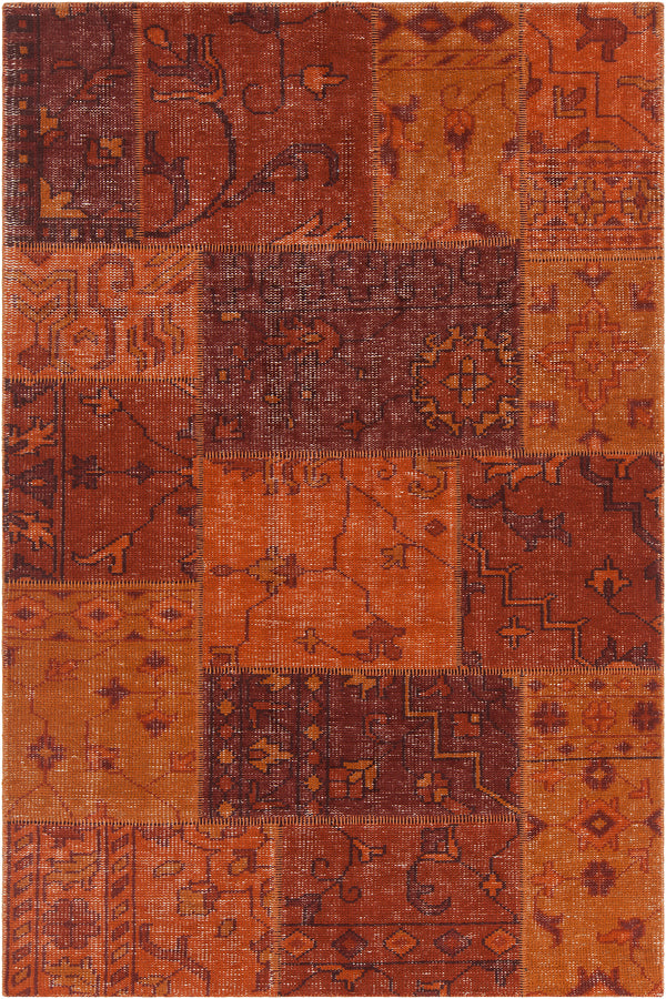 Chandra Rugs Fusion 100% Wool Hand-Knotted Contemporary Rug Orange/Rust/Burgundy 9' x 13'