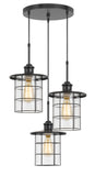 Cal Lighting 60W x 3 Silverton Metal/Glass Pendant Fixture (Edison Bulbs Included) FX-2668-3P Glass FX-2668-3P